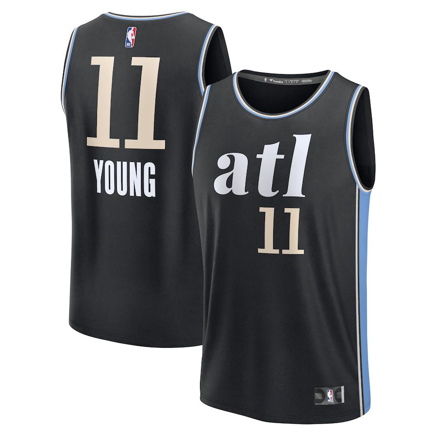 Men Atlanta Hawks 11 Trae Young Fanatics Branded Black City Edition 2023-24 Fast Break NBA Jersey